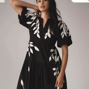 Anthropologie leaf motif dress size xxs